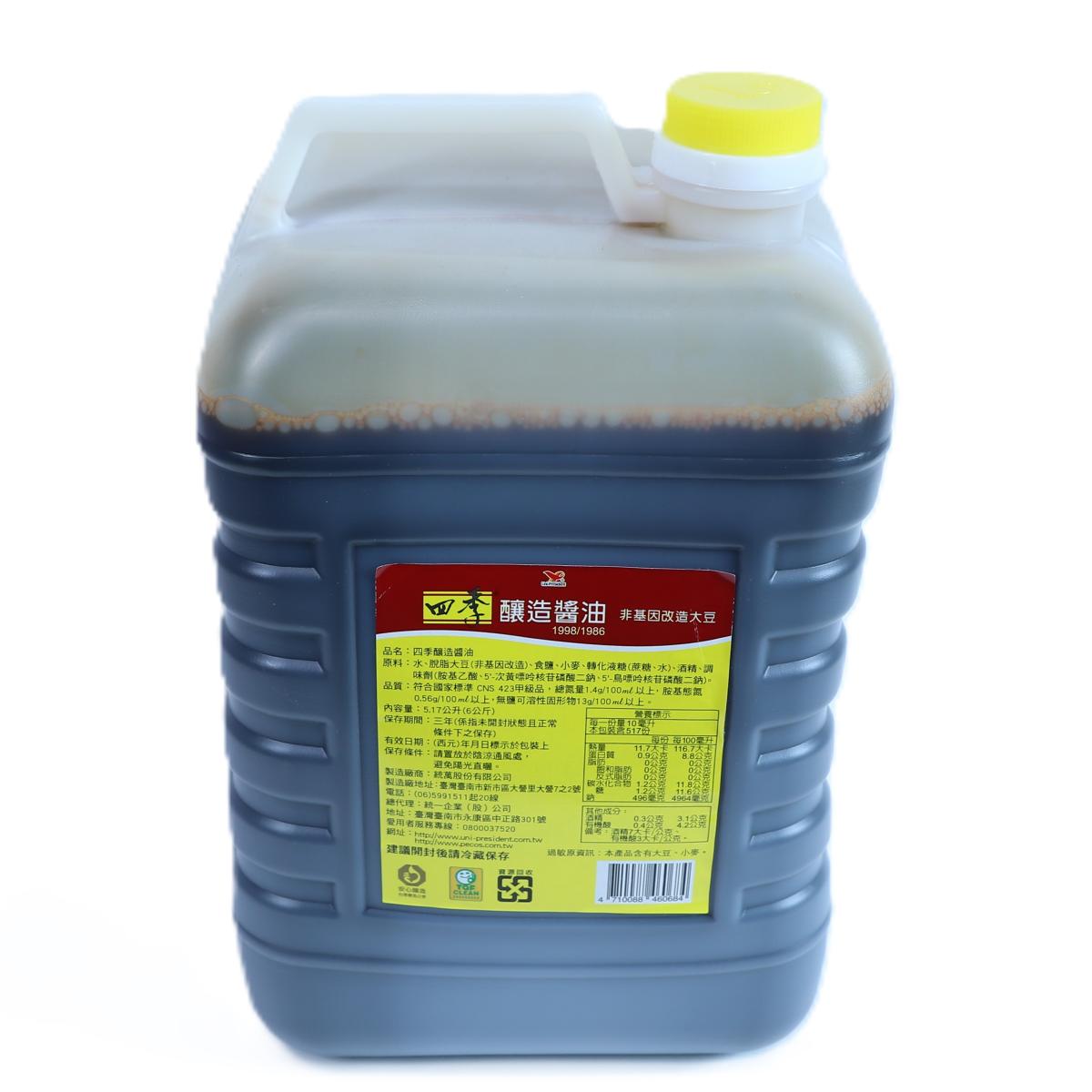 統一 四季釀造醬油6公斤